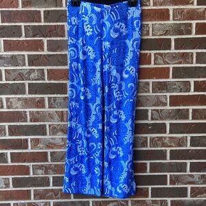Lilly Pulitzer Georgia May Palazzo Pants Vibrant Blue and White Fish Patterned